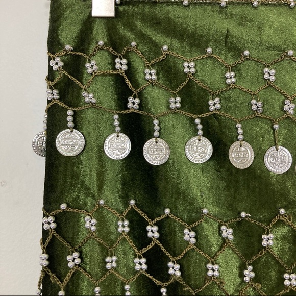 Vintage belly dancing skirt hip belt bedlah green - Picture 6 of 11